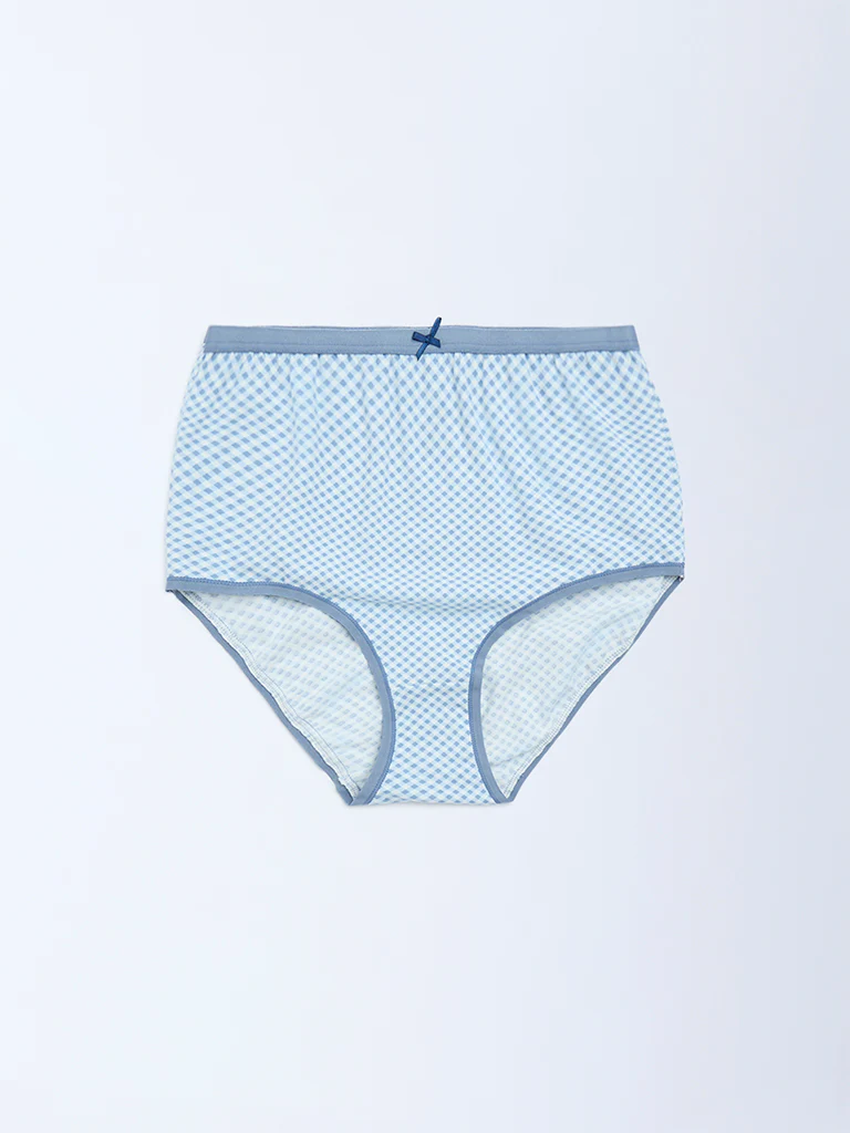 Wunderlove Blue Cotton-Blend Full Briefs - Pack of 3 - Image 8