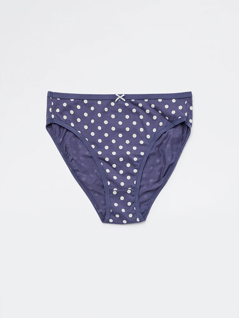 Wunderlove Blue Cotton-Blend Hi-Leg Briefs - Pack of 3 - Image 7