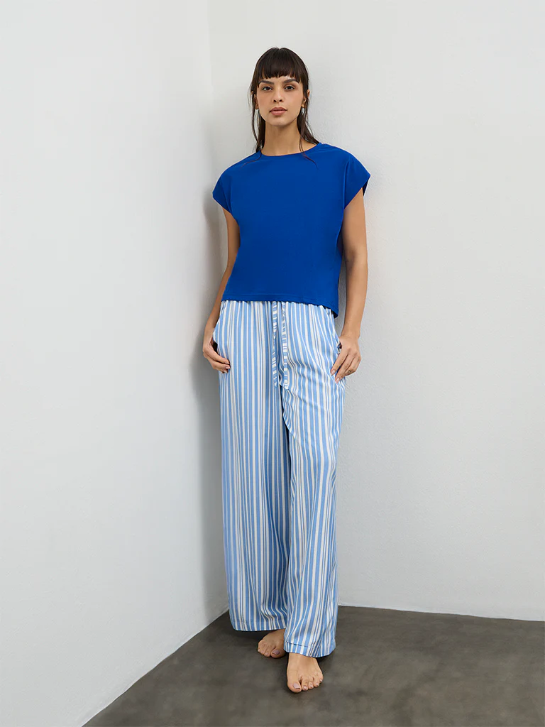 Wunderlove Blue Cotton T-Shirt - Image 2