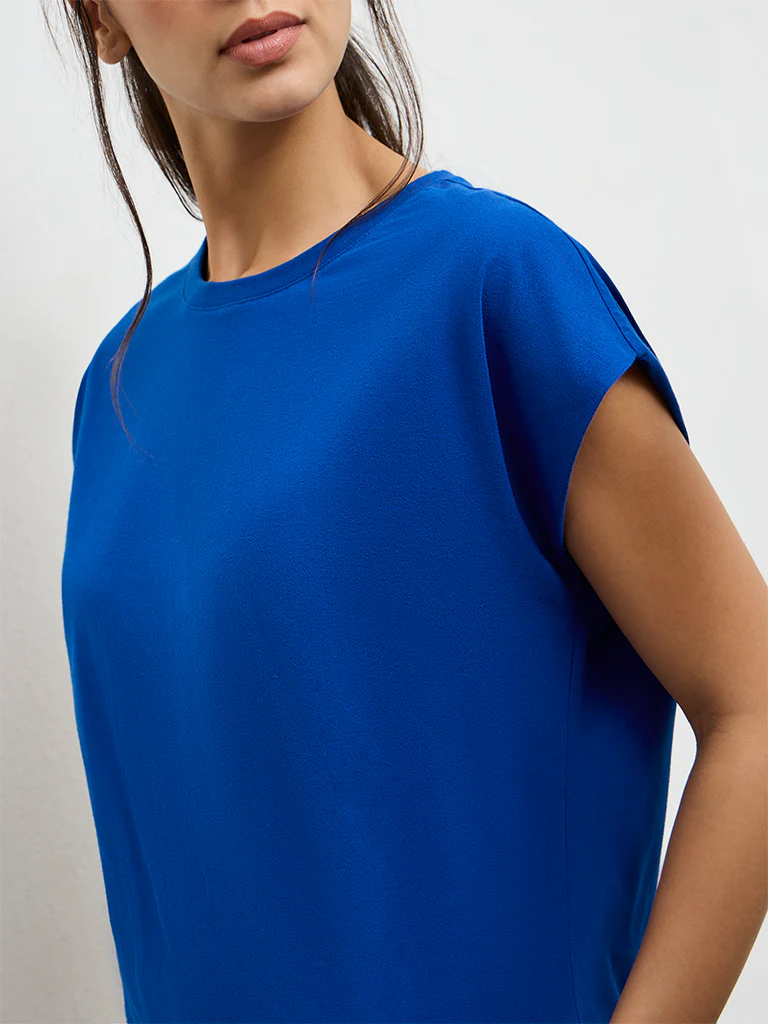 Wunderlove Blue Cotton T-Shirt - Image 3