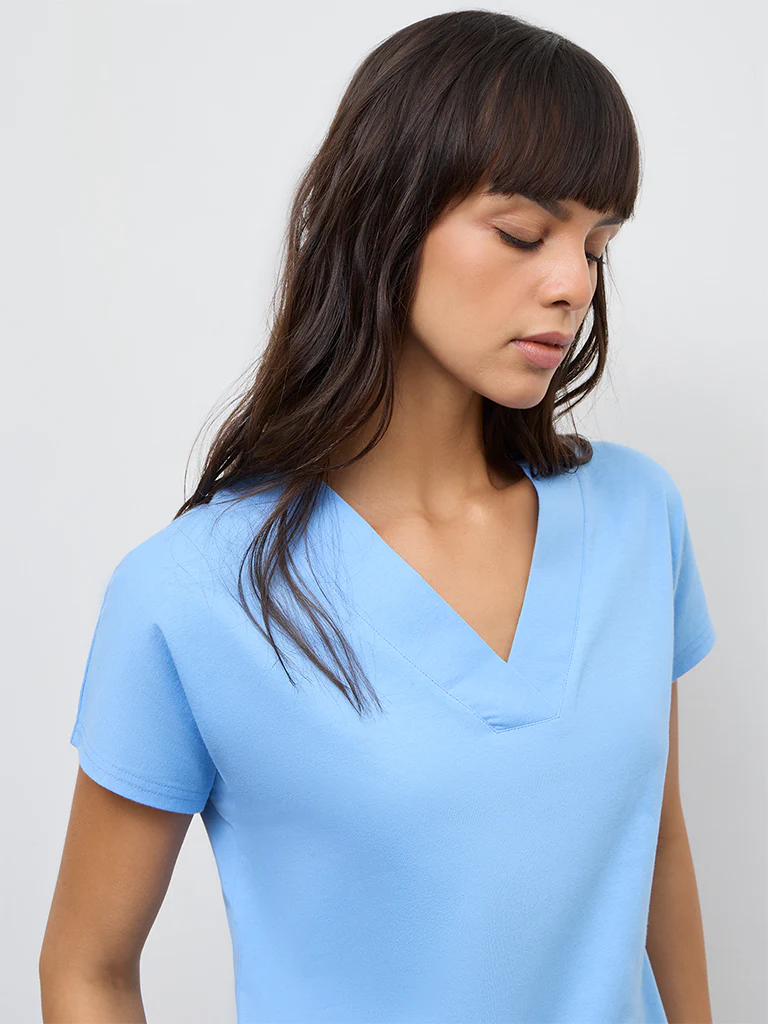 Wunderlove Blue Cotton T-Shirt - Image 3
