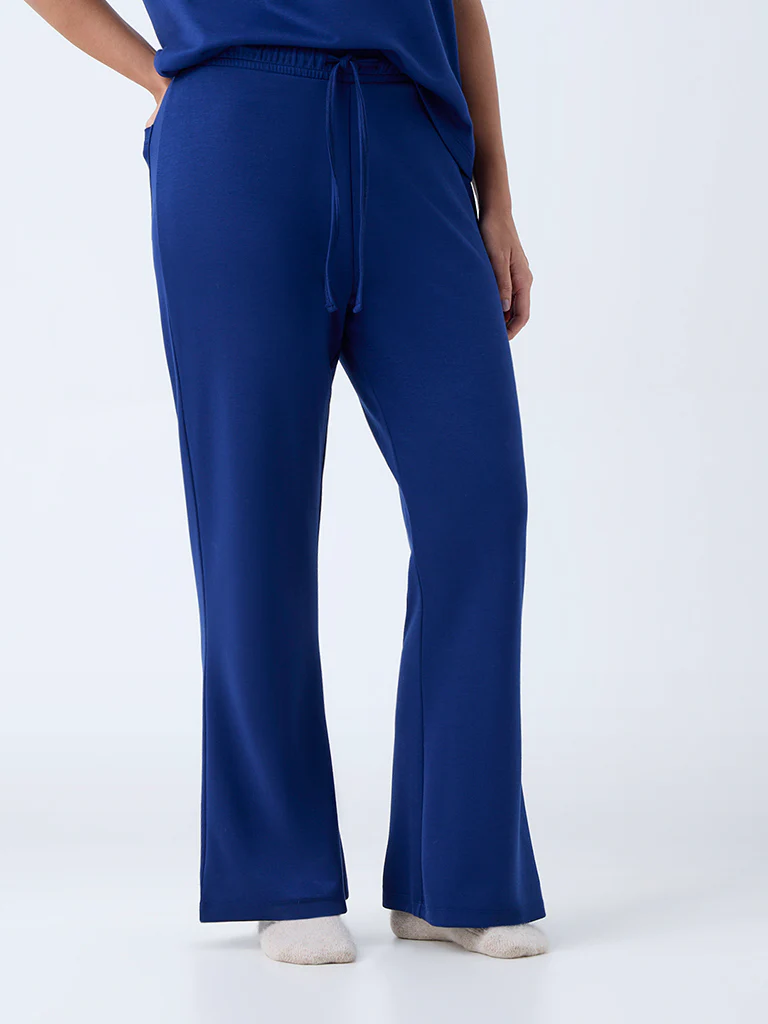Wunderlove Blue Solid High-Rise Pants - Image 2
