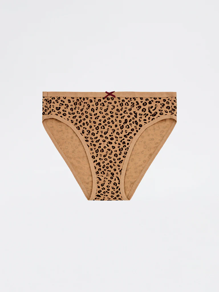 Wunderlove Brown Animal Printed Hi-Leg Cotton-Blend Briefs - Pack of 3 - Image 6
