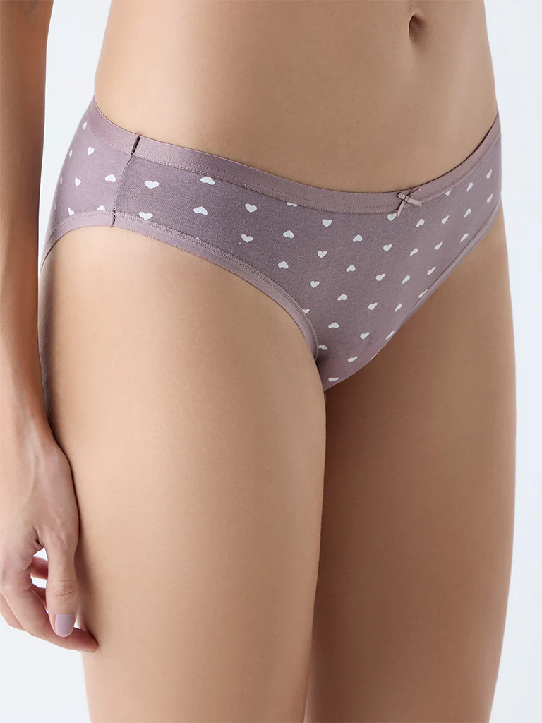 Wunderlove Brown Cotton-Blend Bikini Briefs - Pack of 3 - Image 3