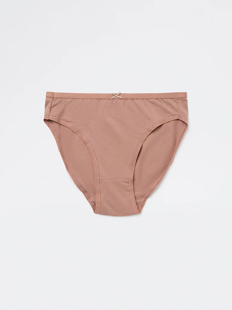 Wunderlove Brown Cotton-Blend Hi-Leg Briefs - Pack of 3 - Image 2