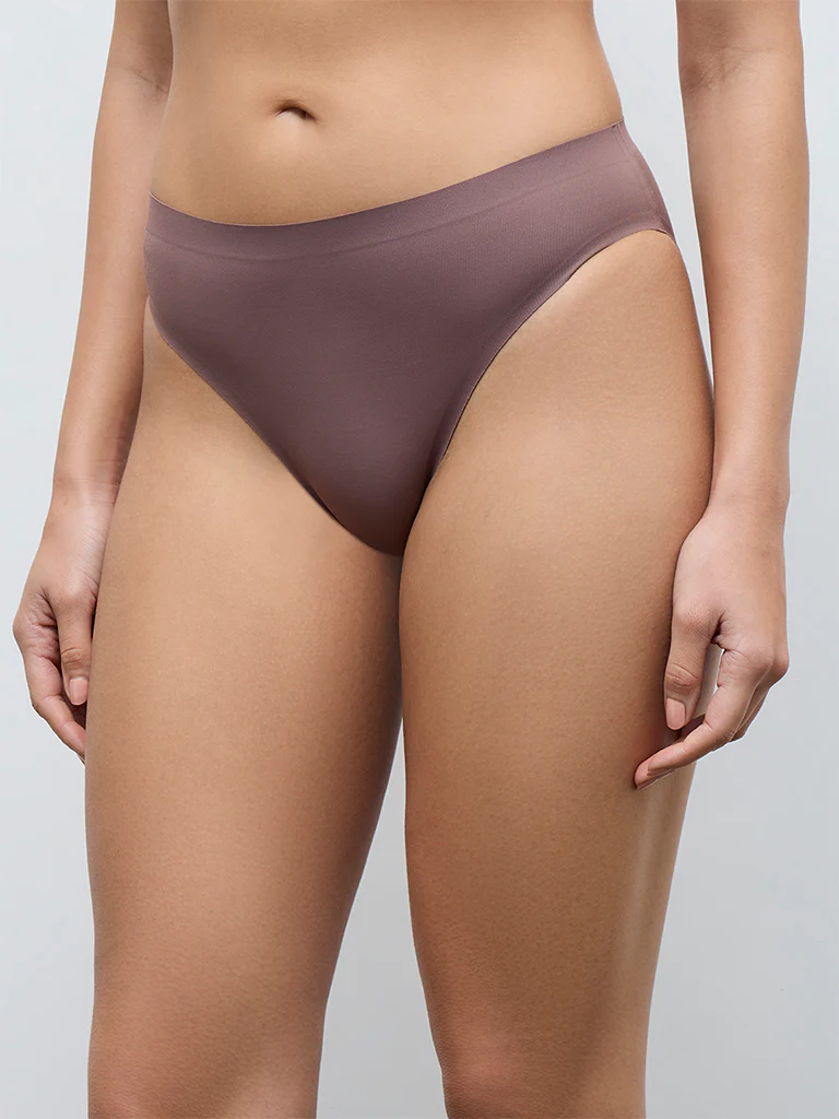 Wunderlove Brown Invisible Hi-Leg Briefs - Image 2