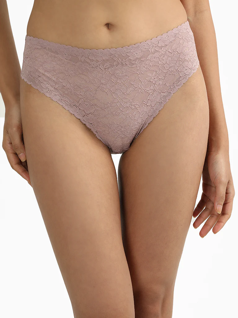 Wunderlove Brown Invisible Lace Briefs - Image 3