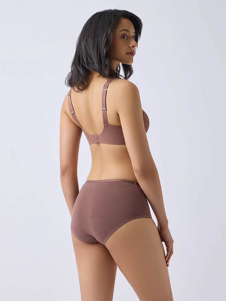 Wunderlove Brown Printed Cotton-Blend Briefs - Pack of 3 - Image 5