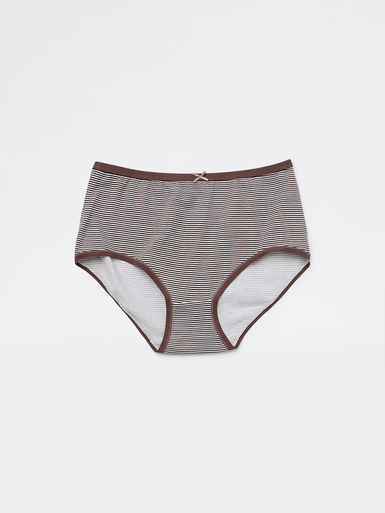 Wunderlove Brown Printed Hi-Rise Cotton-Blend Briefs - Pack of 3 - Image 4