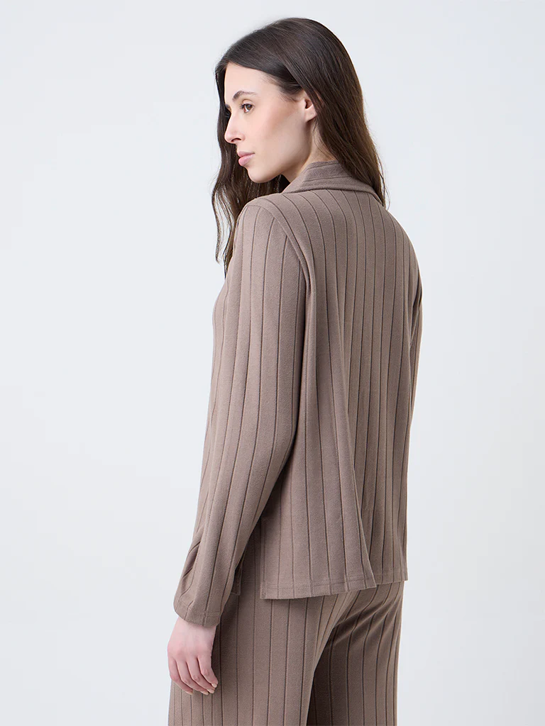 Wunderlove Brown Ribbed-Textured Top - Image 4