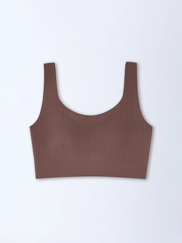 Wunderlove Brown Self-Striped Padded Bra - Image 5