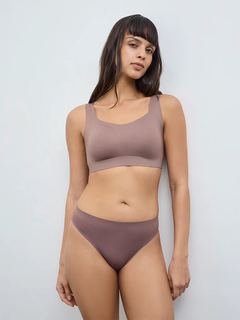 Wunderlove Brown Self-Striped Padded Bra