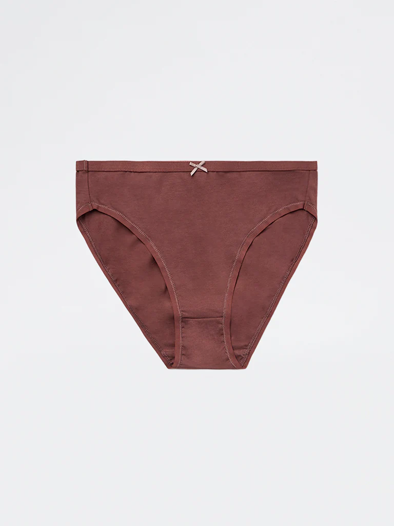 Wunderlove Burgundy Cotton-Blend Hi-Leg Briefs - Pack of 3 - Image 7