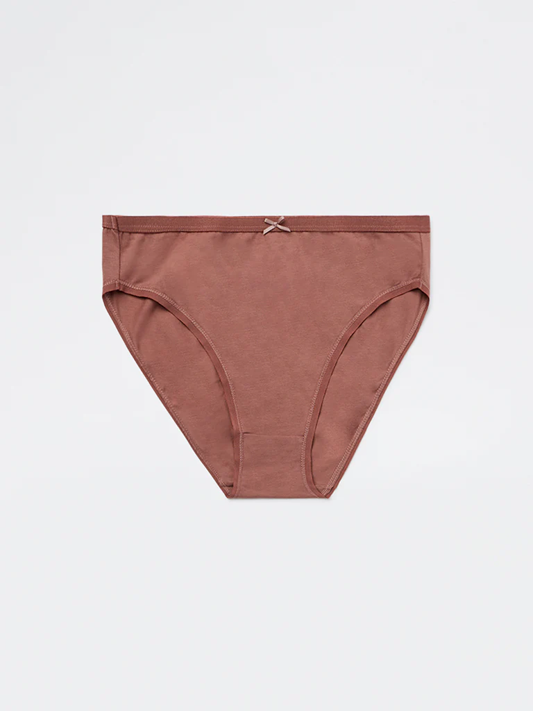 Wunderlove Burgundy Cotton-Blend Hi-Leg Briefs - Pack of 3 - Image 8