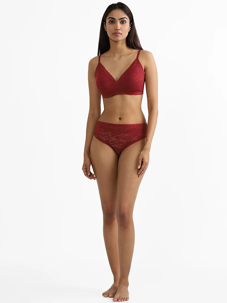 Wunderlove Burgundy Lace Briefs