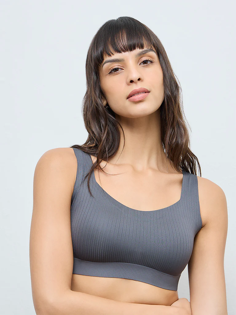 Wunderlove Charcoal Smooth Self-Striped Padded Bra - Image 2