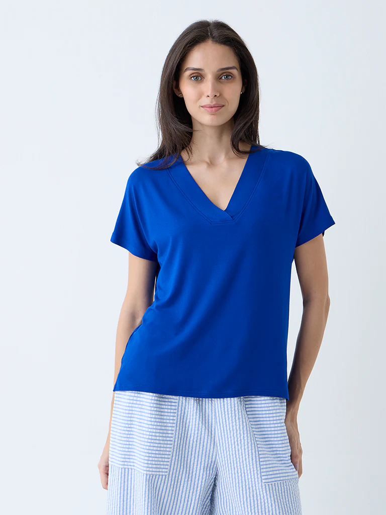 Wunderlove Dark Blue Solid Top
