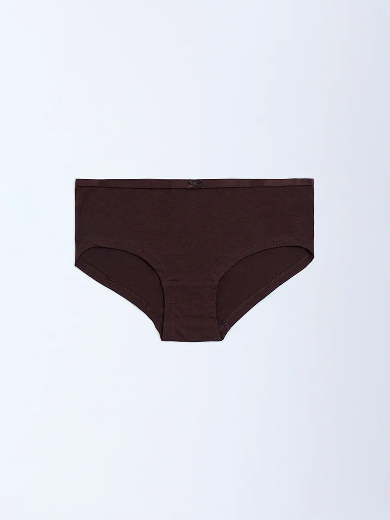 Wunderlove Dark Brown Cotton-Blend Briefs - Pack of 3 - Image 3