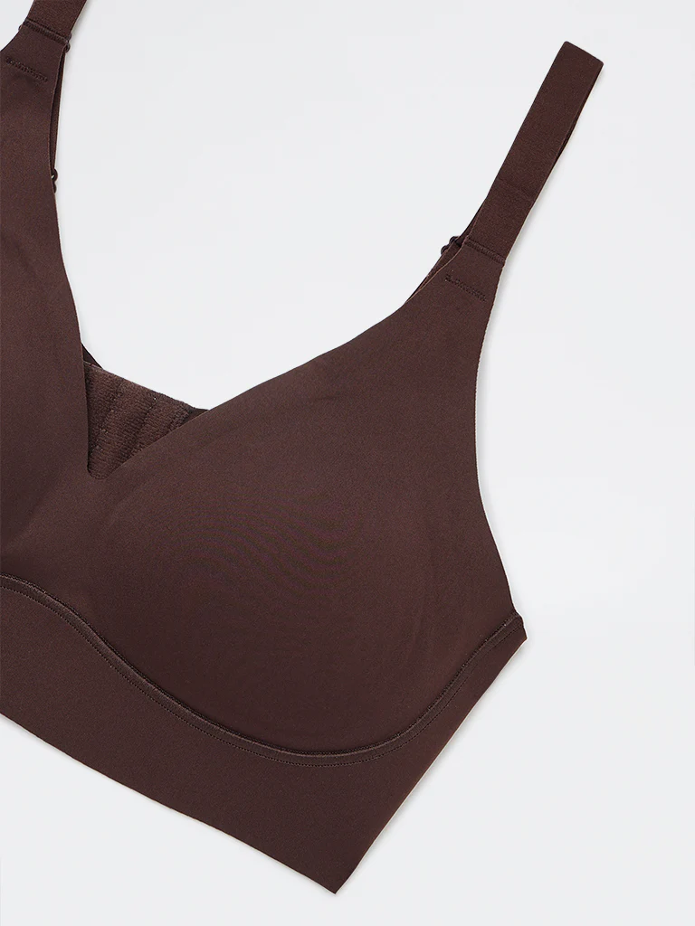 Wunderlove Dark Brown Cotton-Blend Fygure Shaping Bra - Image 7