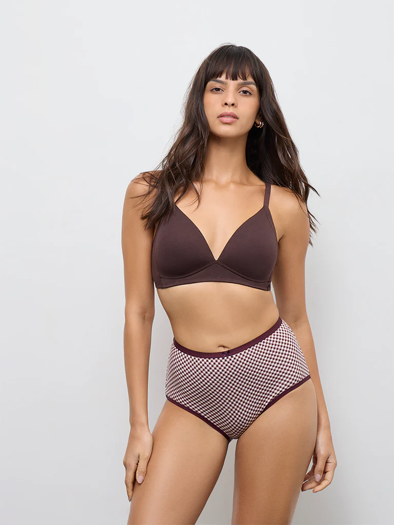 Wunderlove Dark Brown Cotton-Blend Padded Bra