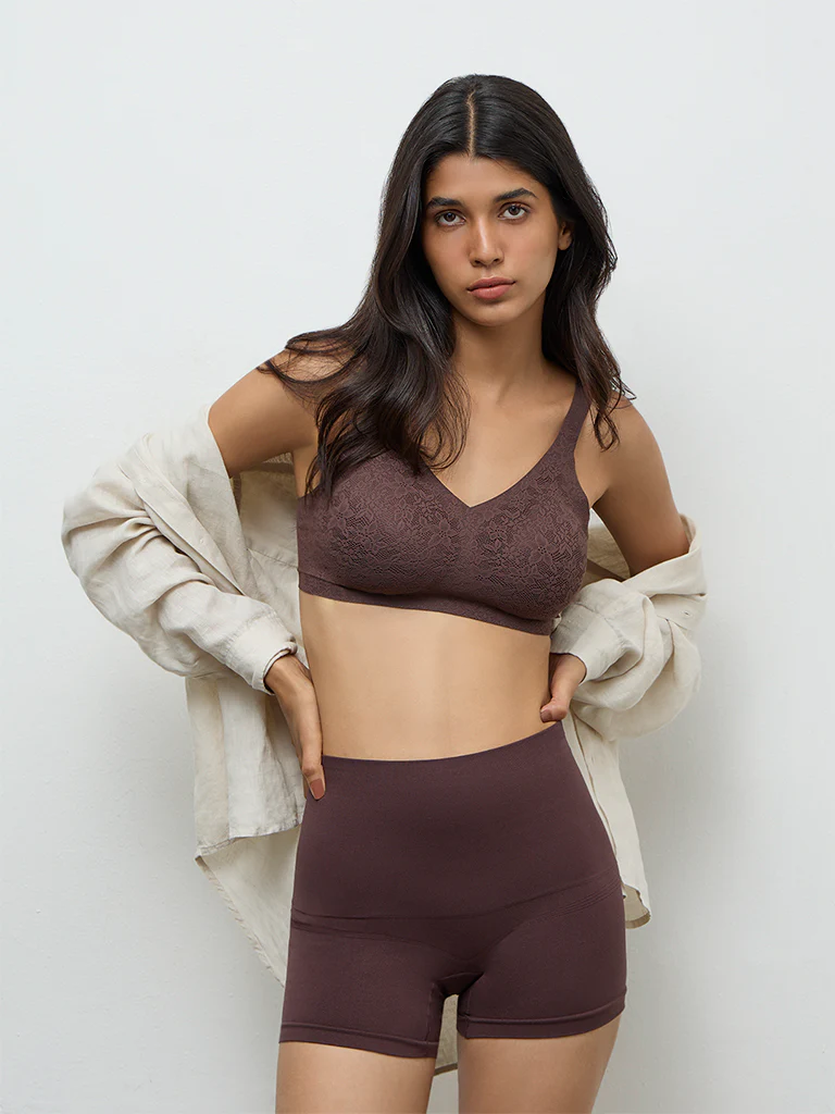 Wunderlove Dark Brown Lace Detailed Invisible Padded Bra