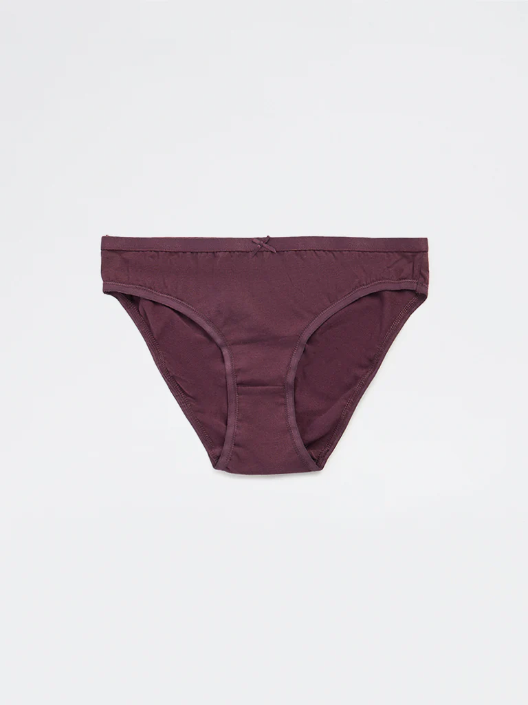 Wunderlove Dark Brown Printed Cotton-Blend Bikini Briefs - Pack of 3 - Image 6