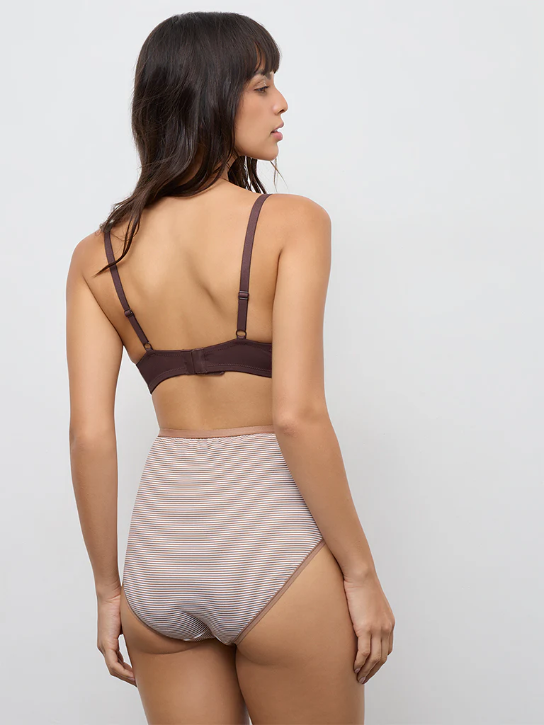 Wunderlove Dark Brown Ribbed Padded Bra - Image 4