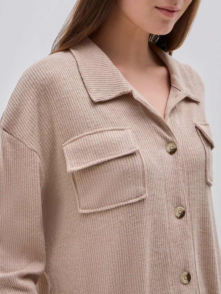 Wunderlove Dark Brown Ribbed Shirt - Image 2