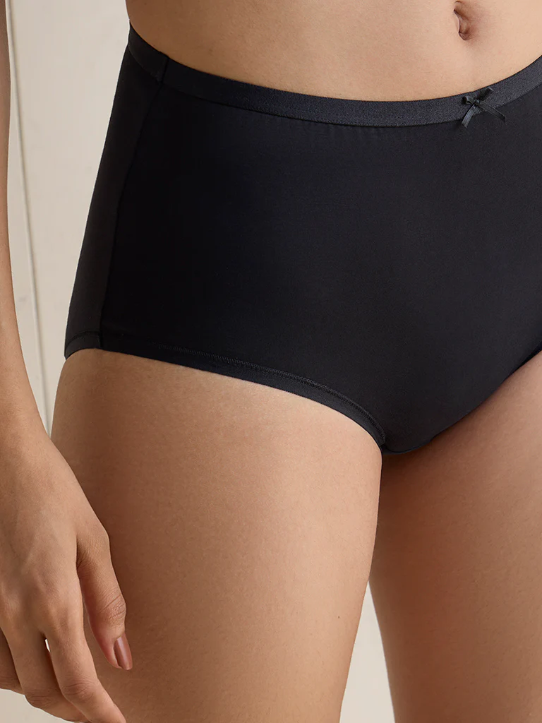 Wunderlove Dark Mauve Cotton-Blend Hi-Rise Briefs - Pack of 3 - Image 3