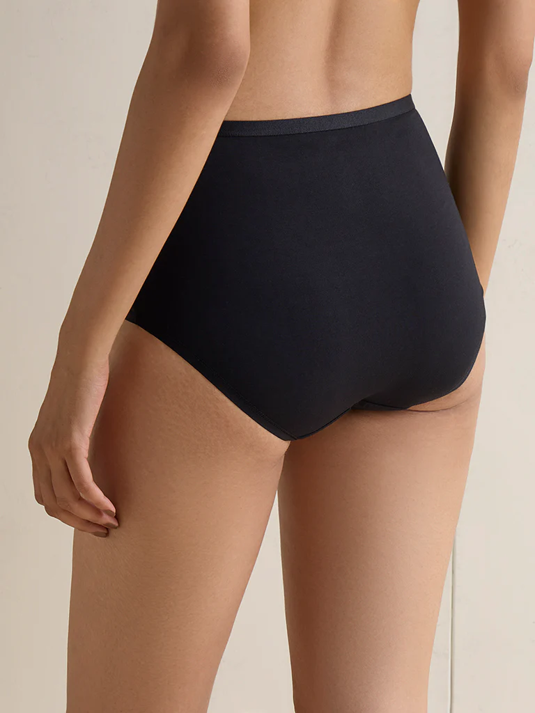 Wunderlove Dark Mauve Cotton-Blend Hi-Rise Briefs - Pack of 3 - Image 4