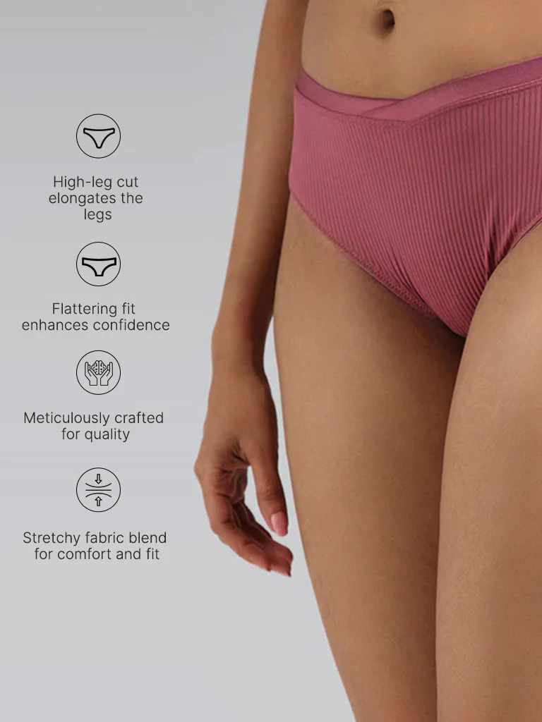 Wunderlove Dark Pink High Leg Briefs - Image 4