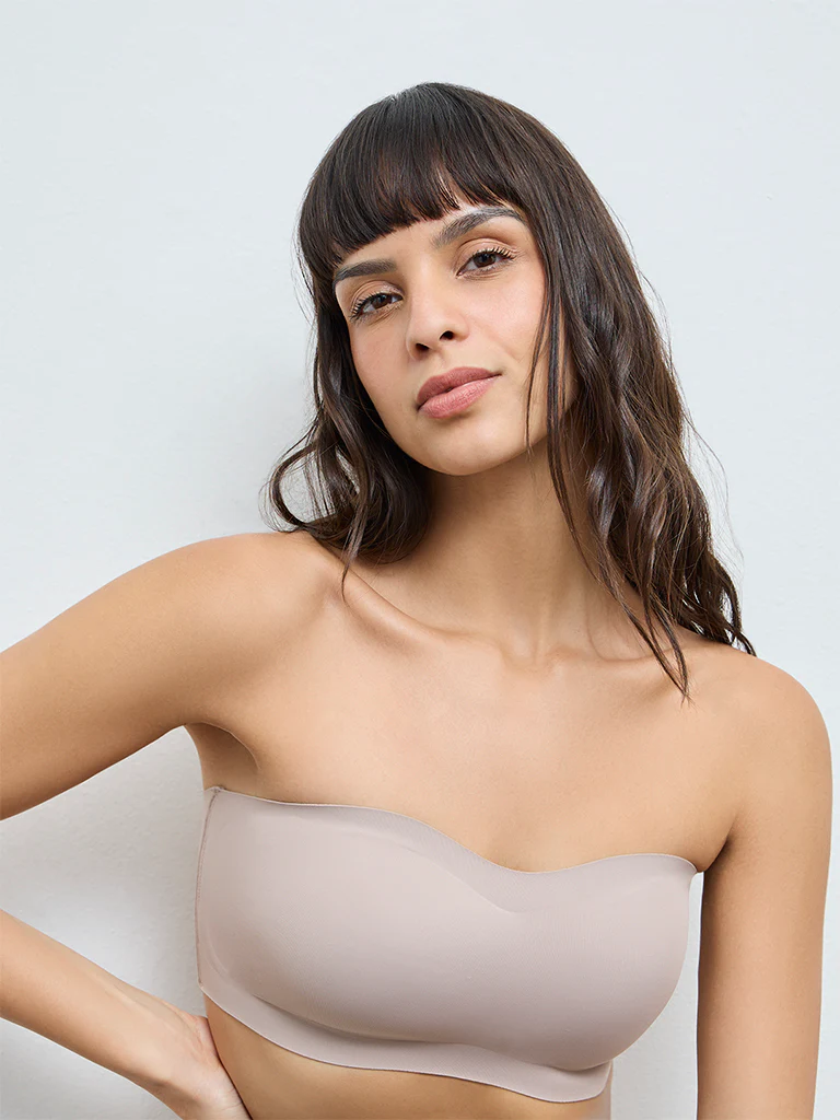 Wunderlove Dusty Beige Invisible Supergrip Padded Strapless Bra - Image 2