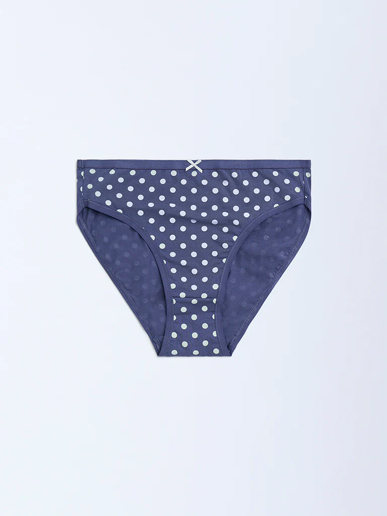 Wunderlove Dusty Blue Cotton-Blend Briefs - Pack of 3 - Image 7