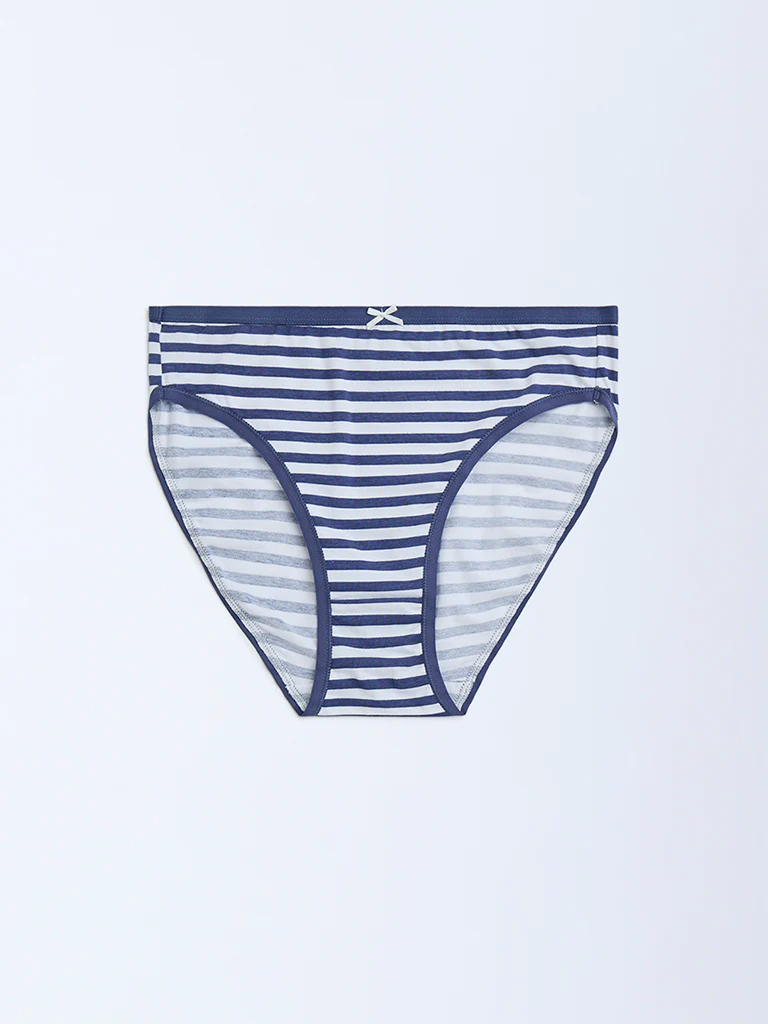 Wunderlove Dusty Blue Cotton-Blend Briefs - Pack of 3 - Image 8