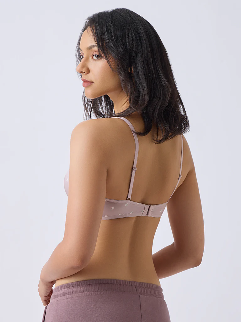 Wunderlove Dusty Pink Bow-Printed Padded Bra - Pack of 2 - Image 5