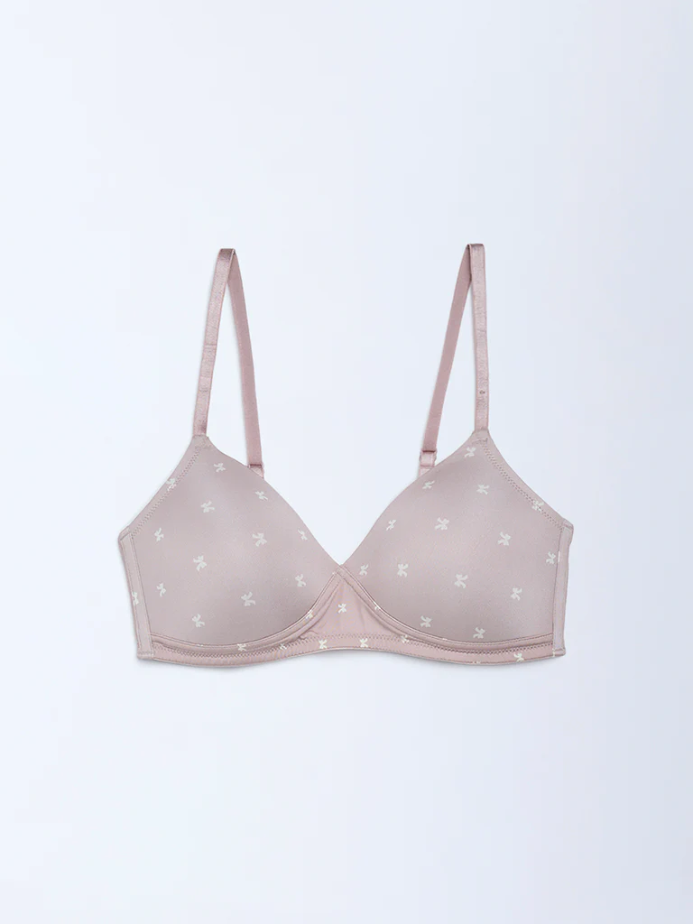 Wunderlove Dusty Pink Bow-Printed Padded Bra - Pack of 2 - Image 7