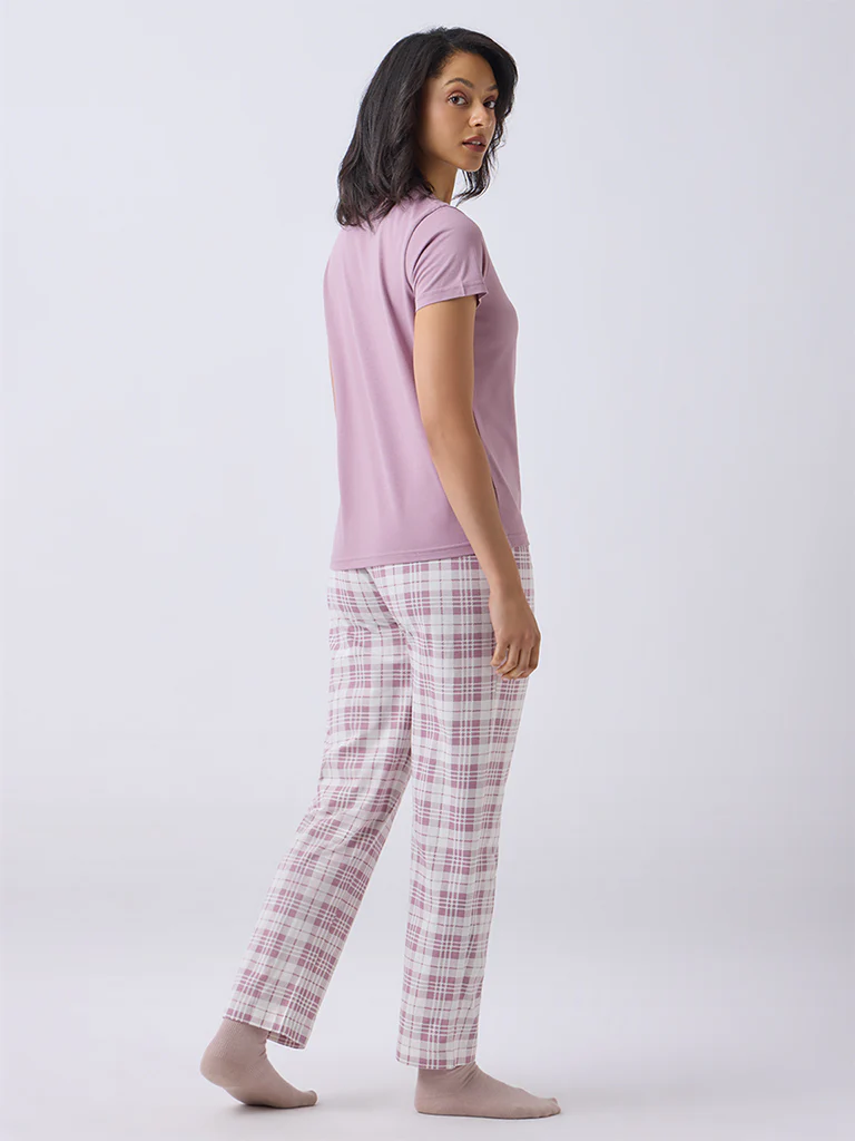 Wunderlove Dusty Pink Butterfly Printed Cotton T-Shirt - Image 3