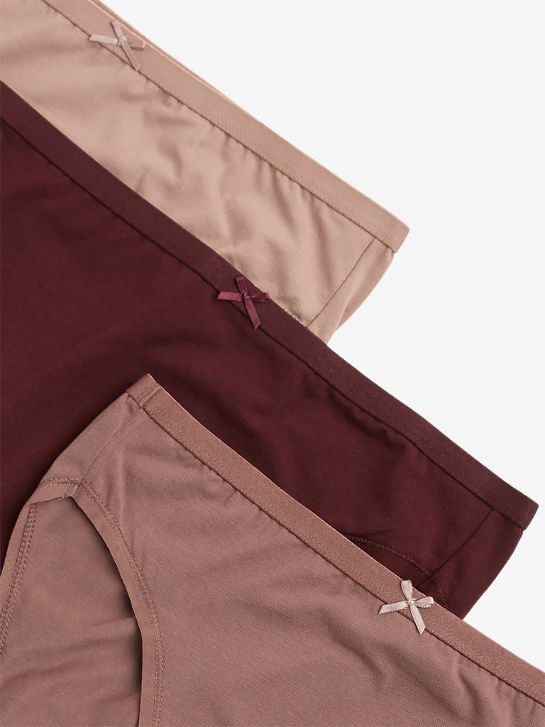 Wunderlove Dusty Pink Cotton-Blend Briefs - Pack of 3 - Image 7