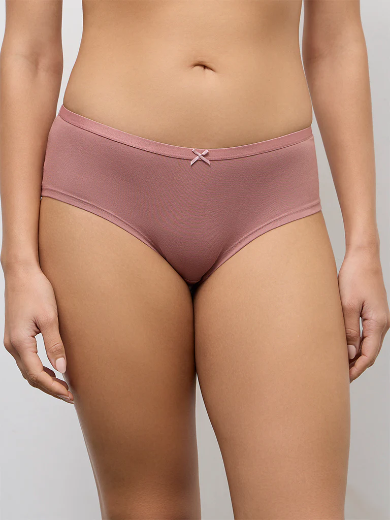 Wunderlove Dusty Pink Low-Rise Cotton-Blend Briefs - Pack of 3 - Image 2