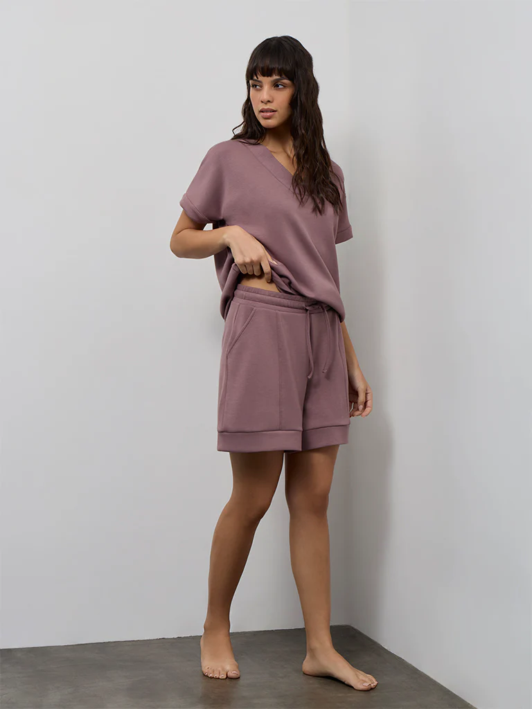 Wunderlove Dusty Pink Solid High-Rise Shorts