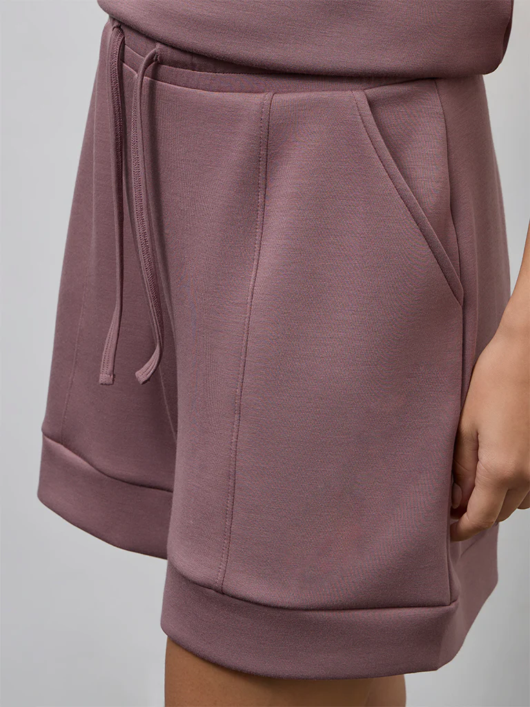 Wunderlove Dusty Pink Solid High-Rise Shorts - Image 3