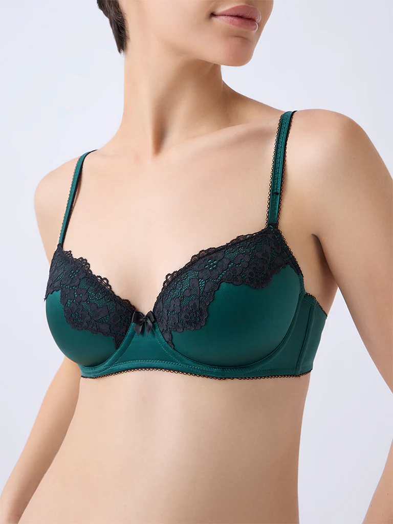 Wunderlove Emerald Green Lace-Detailed Under-Wired Bra - Image 3