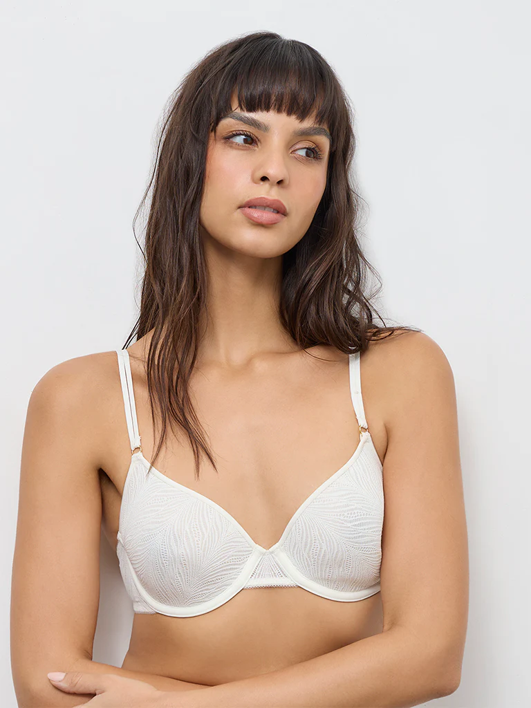 Wunderlove Ivory Lace-Detail Underwired Spacer Bra - Image 2