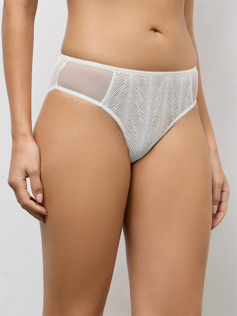 Wunderlove Ivory Lace-Detailed Spacer Briefs - Image 2