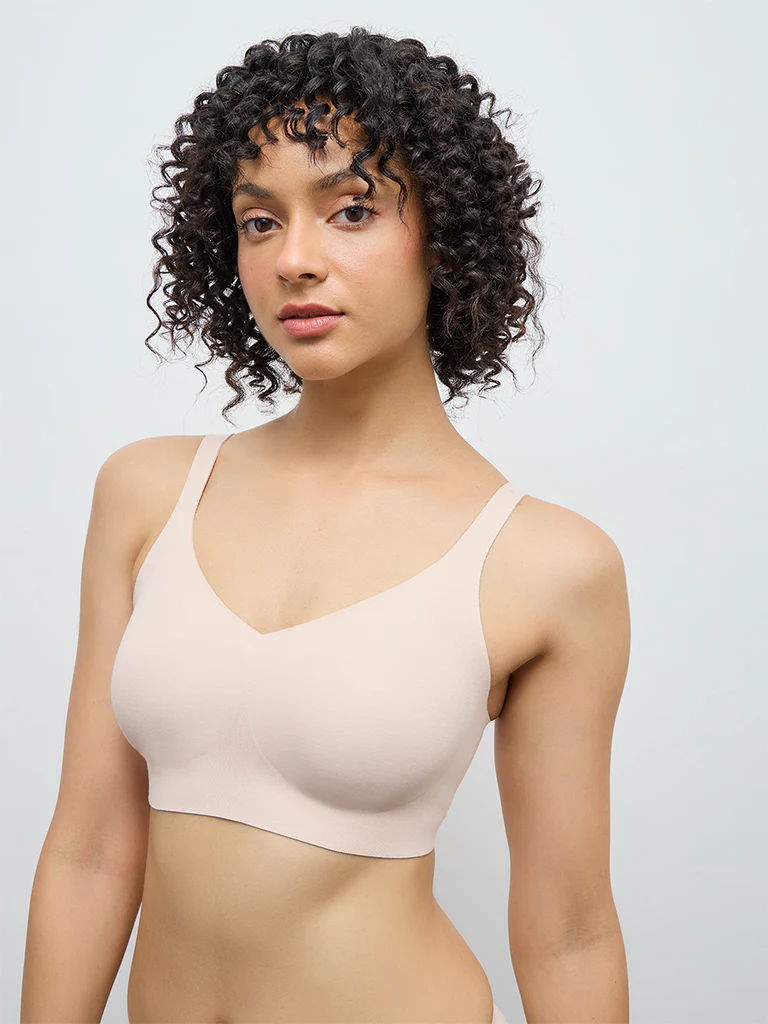Wunderlove Light Beige Cotton-Blend Padded Bra - Image 2