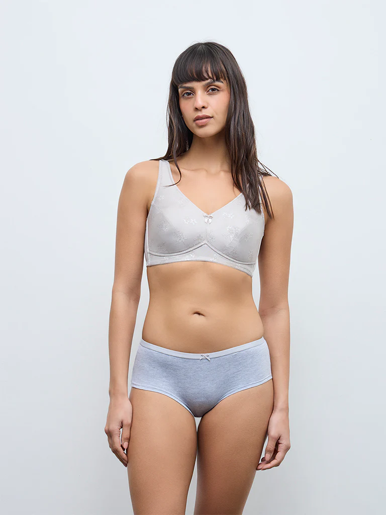 Wunderlove Light Beige Floral Pattern Padded Bra