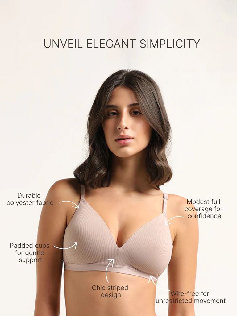 Wunderlove Light Beige Ribbed Bra - Image 4