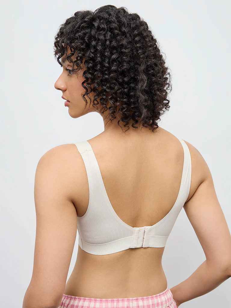 Wunderlove Light Cream Self-Striped Padded Bra - Image 4