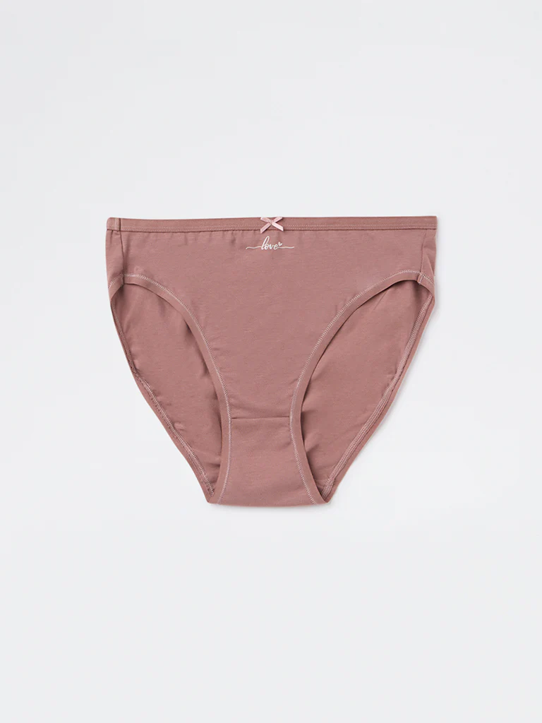 Wunderlove Mauve Bikini Cotton-Blend Briefs - Pack of 3 - Image 7