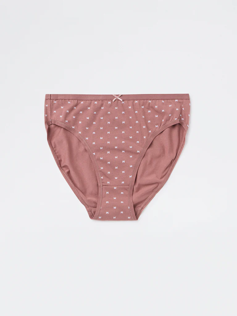 Wunderlove Mauve Bikini Cotton-Blend Briefs - Pack of 3 - Image 8